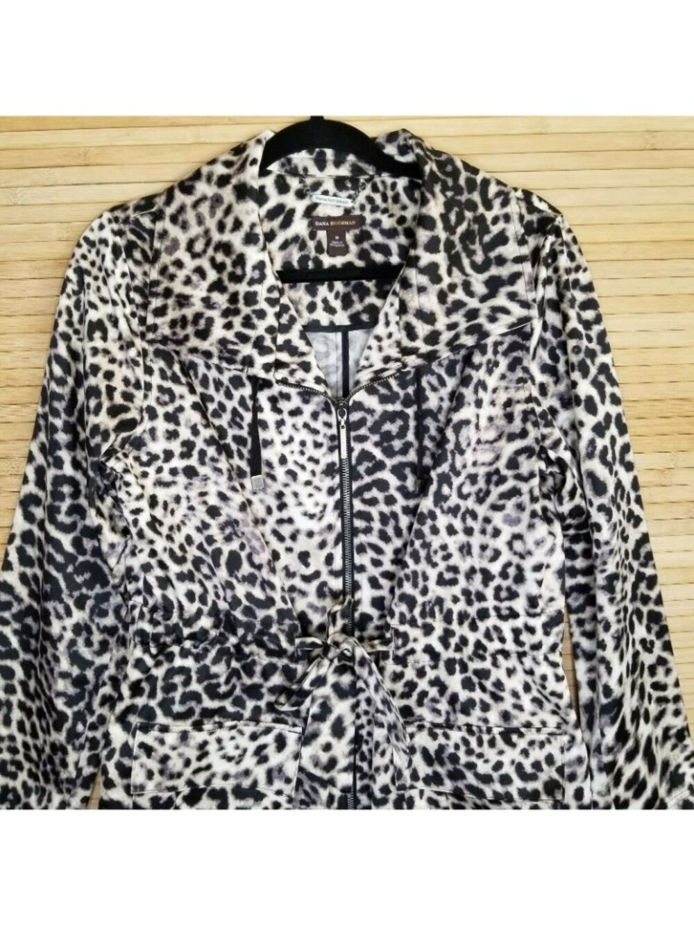 Dana Buchman Animal Print leopard Jacket With Belt Size Medium zip belt Gorgeous - Picture 2 of 5